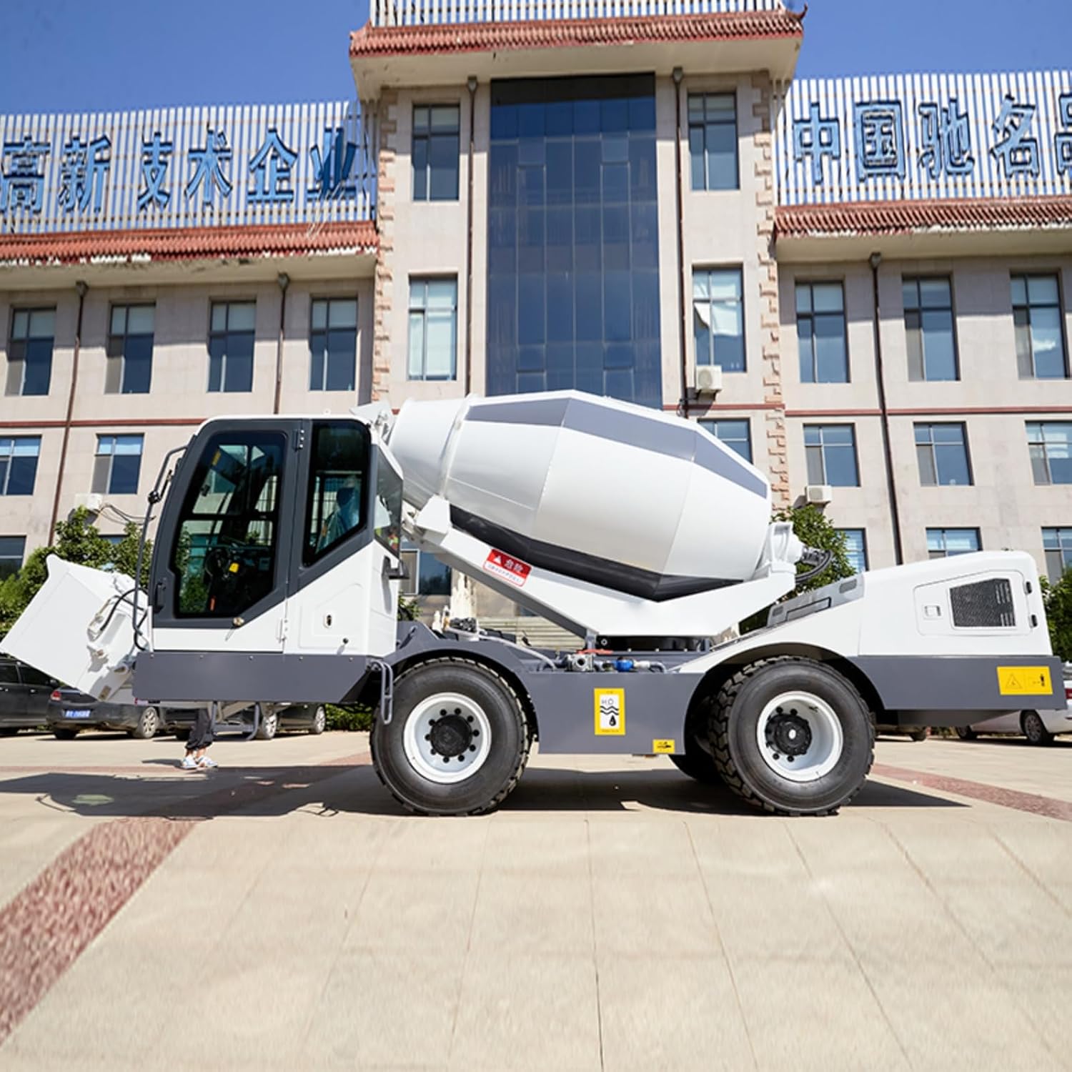 Self Loading Cement Mixer Truck for Jobsite Concrete Mixing, Multi Terrain Tires, Compact Mobile Mixing for Foundations and Housing Construction