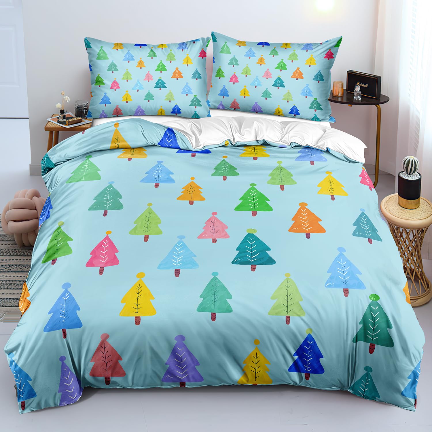 Housse de couette Noël enfant avec fermeture éclair pour chambre de fille et garçon