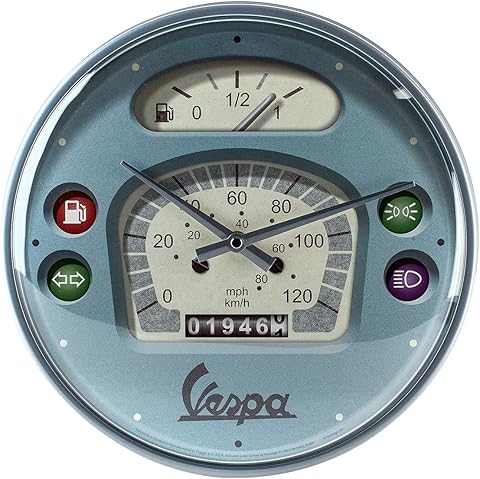Nostalgic-Art Reloj de Pared Retro, Ø 31 cm, Vespa – Tacho – Idea de Regalo para Amantes de Las Scooters, Official License Product (OLP), decoración para la Cocina, diseño Vintage