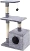 GRANDMA SHARK Cat Tree Tower, 50 x 30 x 85 cm, Cat Condos with Sisal Scratching Posts, Cat Play House and Rest Place, Grey