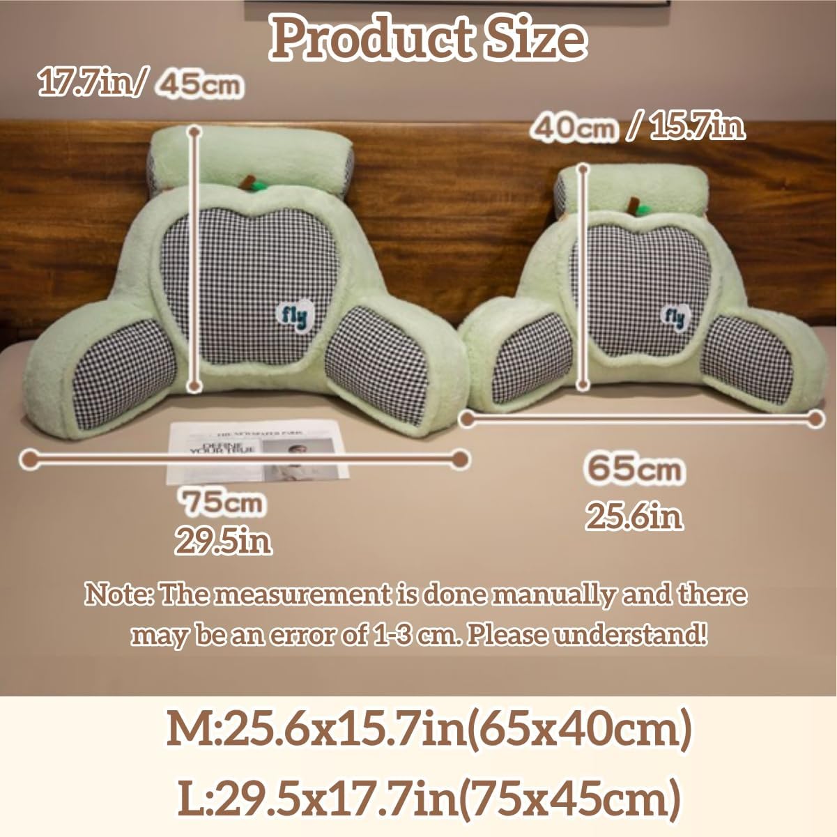 Reading Pillow with Machine Washable Cover.Rest Pillow Detachable Neck Roll with Arms Back Pillow for Sitting in Bed Couch Reading，Cartoon Pattern Lumbar Wedge Pillow (Grey, L:29.5x17.7in)