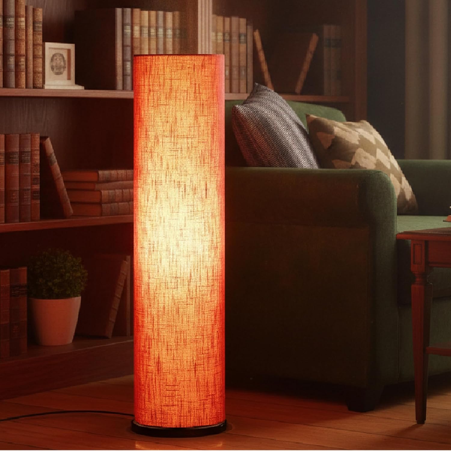 BTR Crafts® Wooden Base Cylinder Shape Corner Decorative Floor Lamp, Pack of 1 (Bulb Included)
