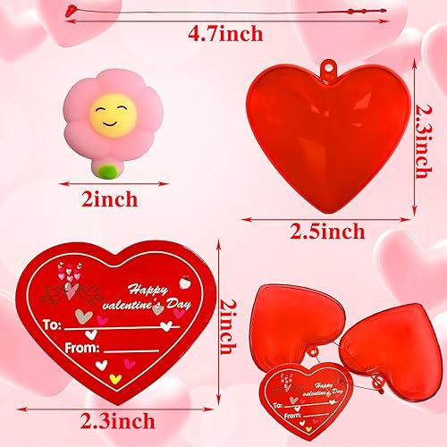 Miniatura 2 de Paquete de 24 juguetes blandos Mochi de San Valentín con tarjetas y corazones rellenos, regalos de San Valentín para amigos, juguetes kawaii para