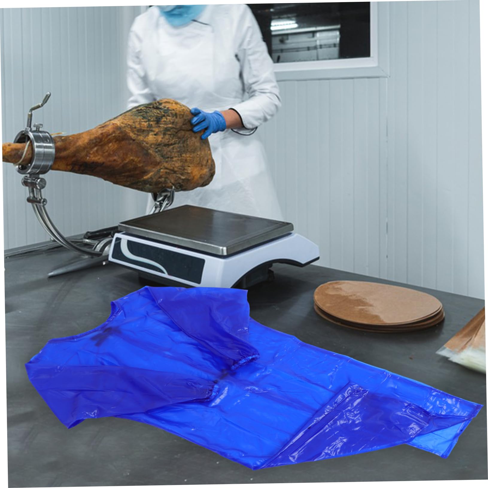HOMSFOU Langarmbluse Geschirrspülschürze wasserdicht wasserdichte Schürze Laborjacke Schürzen Masse Laborkittel Küchenschürzenärmel Bulk-Schürzen PVC Blue