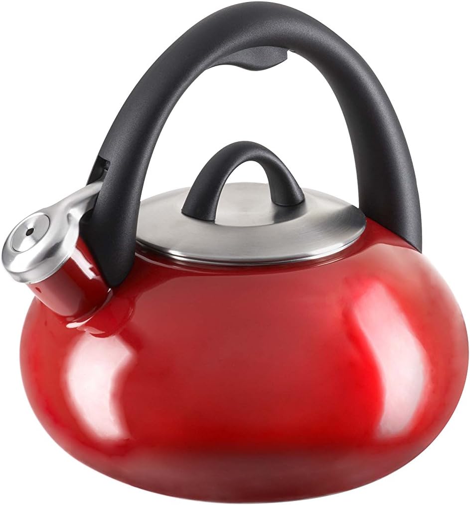 Calphalon Enamel Tea Kettle, 2 quart, Red
