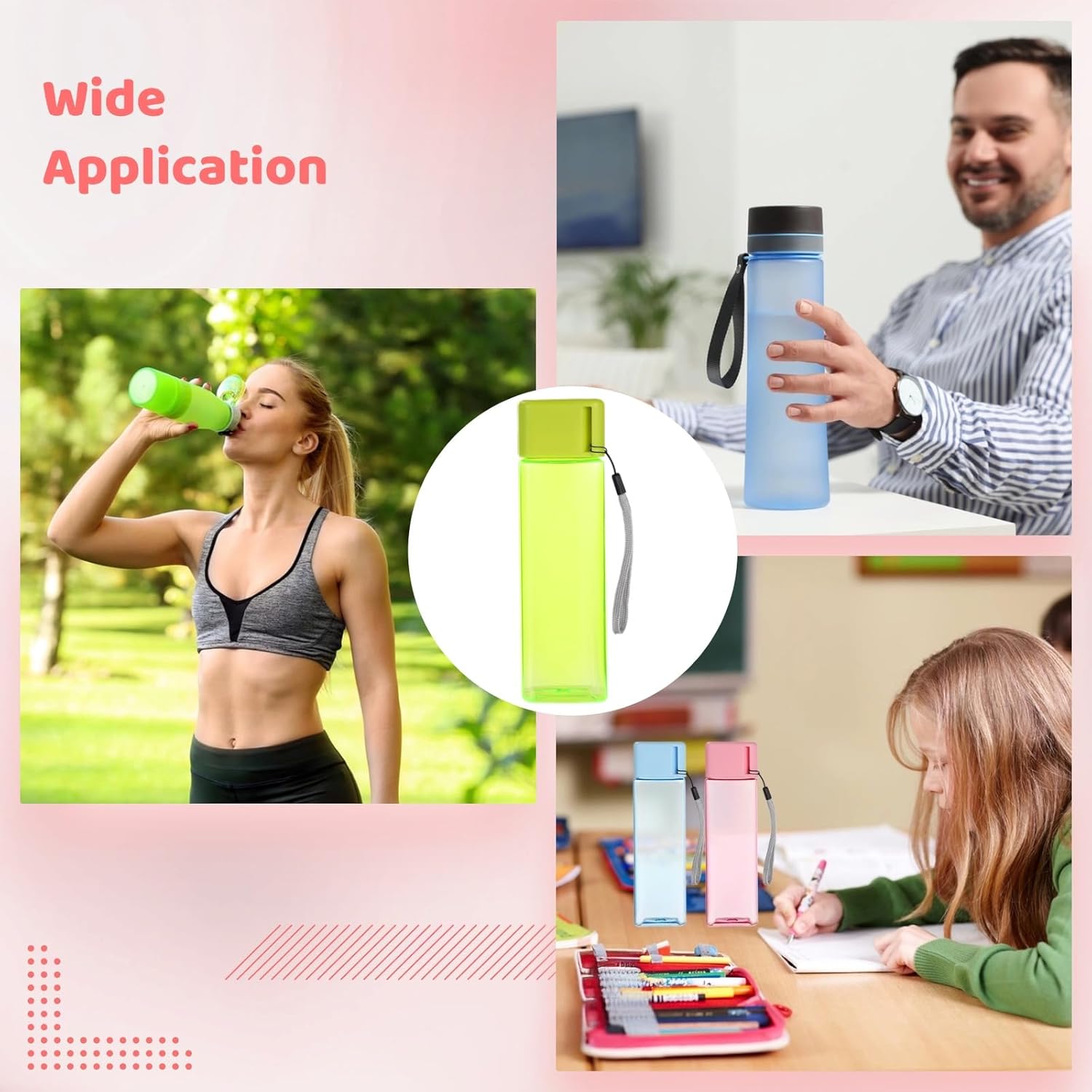 OMISTAR 36 PCS Water Bottles Bulk, 17 oz Colorful Plastic Water Bottles, Reusable Leak Proof Portable Water Bottle With Handle Strap for School Classroom Travel Camping Cycling Fitness - Image 5