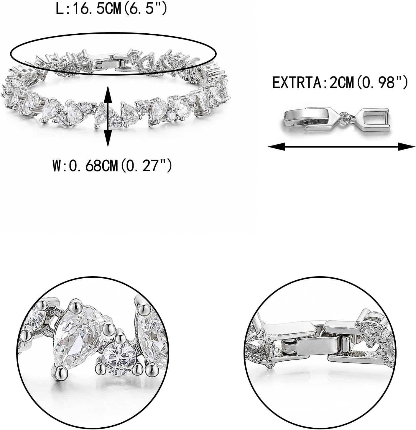 EVER FAITH Gorgeous Cubic Zirconia Wedding Tennis Bracelet for Bride Bridesmaid, Elegant Round Stone Bridal Lightweight Prom Accessories Jewelry for Women - Image 5