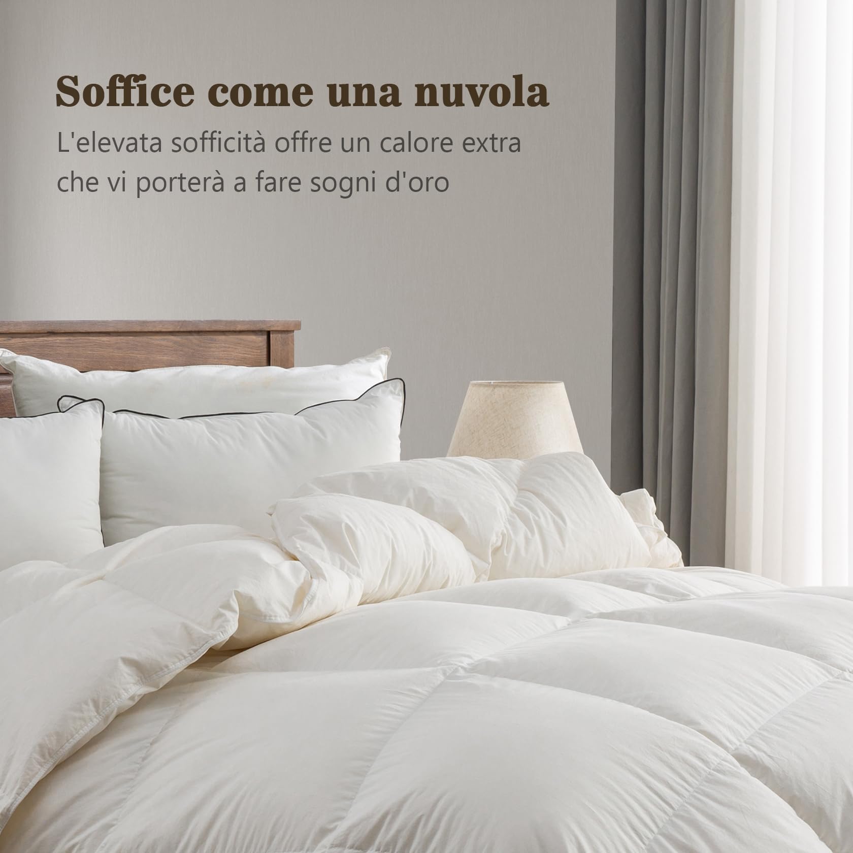 BPC Piuma d'oca e Piumino Matrimoniale 100% Cotone Organico, Caldo Naturale 4 Stagioni, Piumone per Letto Matrimoniali, Piumini Hotel Primaverile, Trapunta con Piume Doca, Down Duvet 240x260 cm