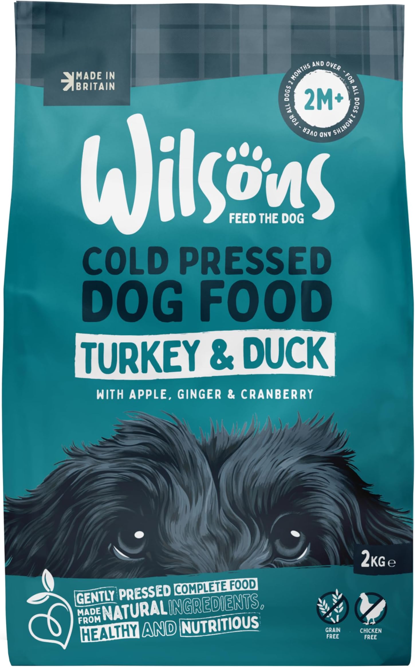 Wilsons - Cold Pressed Dog Food - Complete Dry Meal with Natural, Hypoallergenic Grain Free Ingredients - Introduce Gradually for Best Results - Suitable for Adult Dogs and Puppies 2 Months+ (2kg)