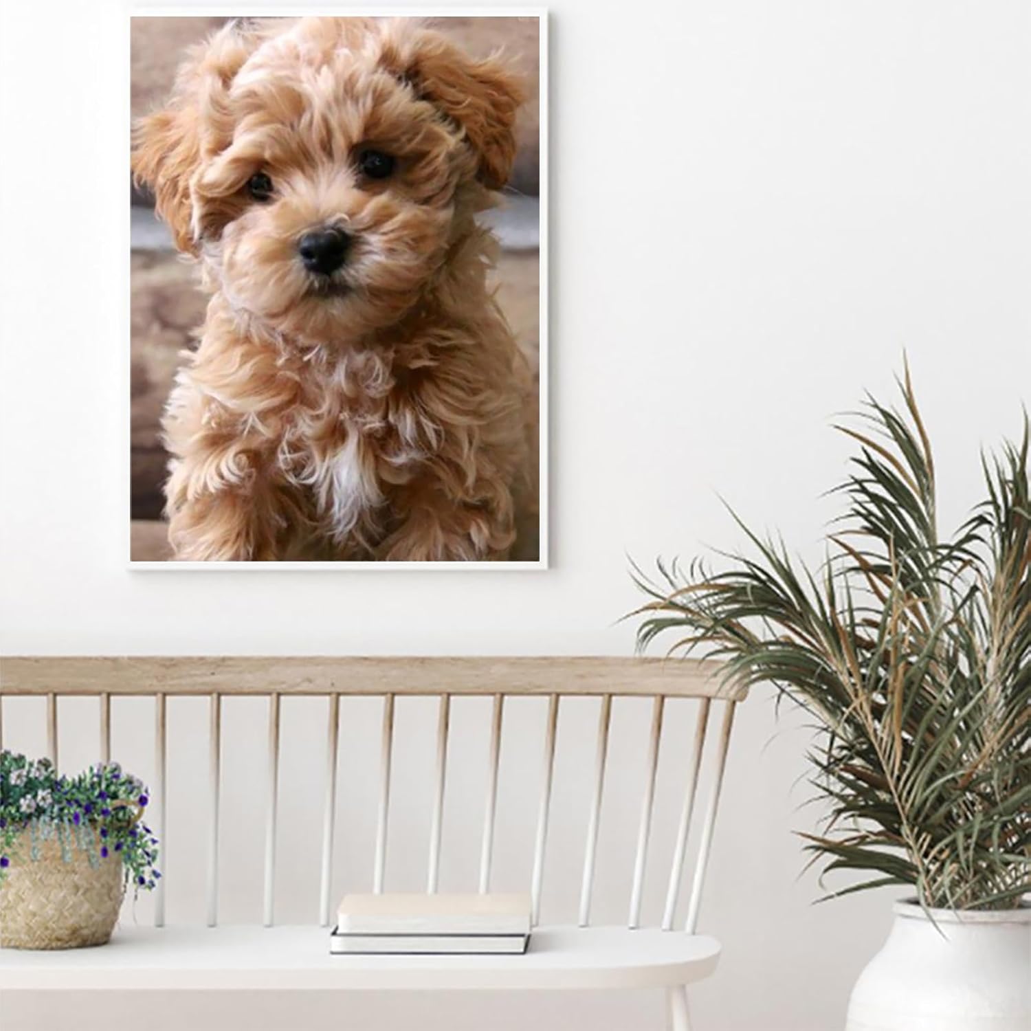 DIY 5D Diamond Painting by Number Kits Dog Cavapoo Puppy Animal Pet Full Drill Mosaic Making Supplies Cross Stitch for Adults for Home Decor 12x16 inch