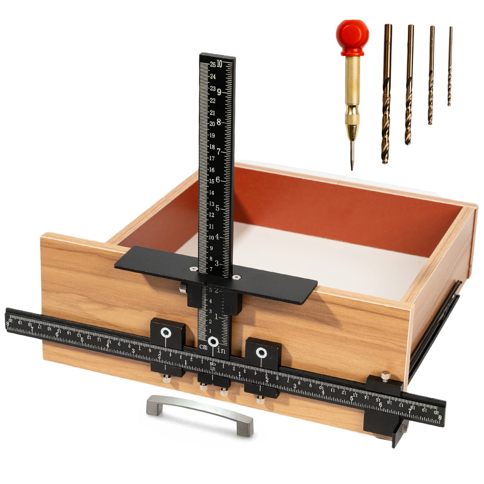 Cabinet Hardware Jig Tool Set for Handles and Pulls, Solike Aluminum Alloy Cabinet Handle Template Jig Tool for Fast and Accurate Installation of Drawer Front Knobs, Door