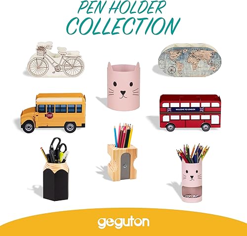Miniatura 6 de GEGUTON Portalápices con forma de sacapuntas, madera maciza y acero y diseño retro, organiza accesorios de escritorio, añade encanto a los espacios