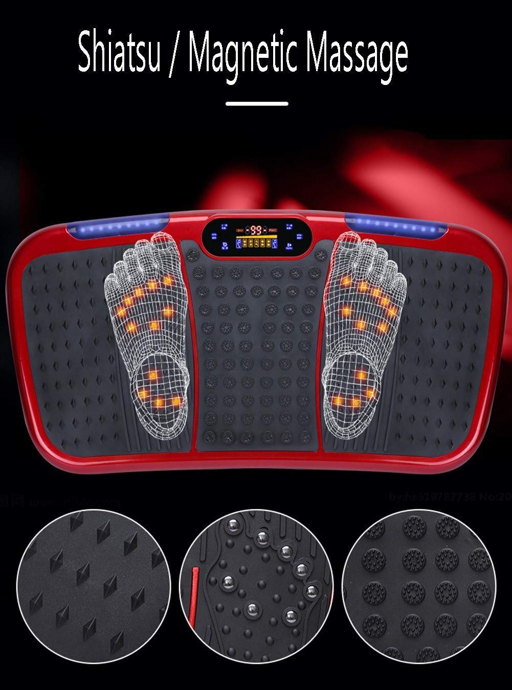 Vibrazione Macchina per esercizi Piastra vibrante Macchina per fitness Vibrazione Piastra vibrante dimagrante Scuotere la macchina con fasce di resistenza Display LCD Telecomando Bluetooth Cuscinetto