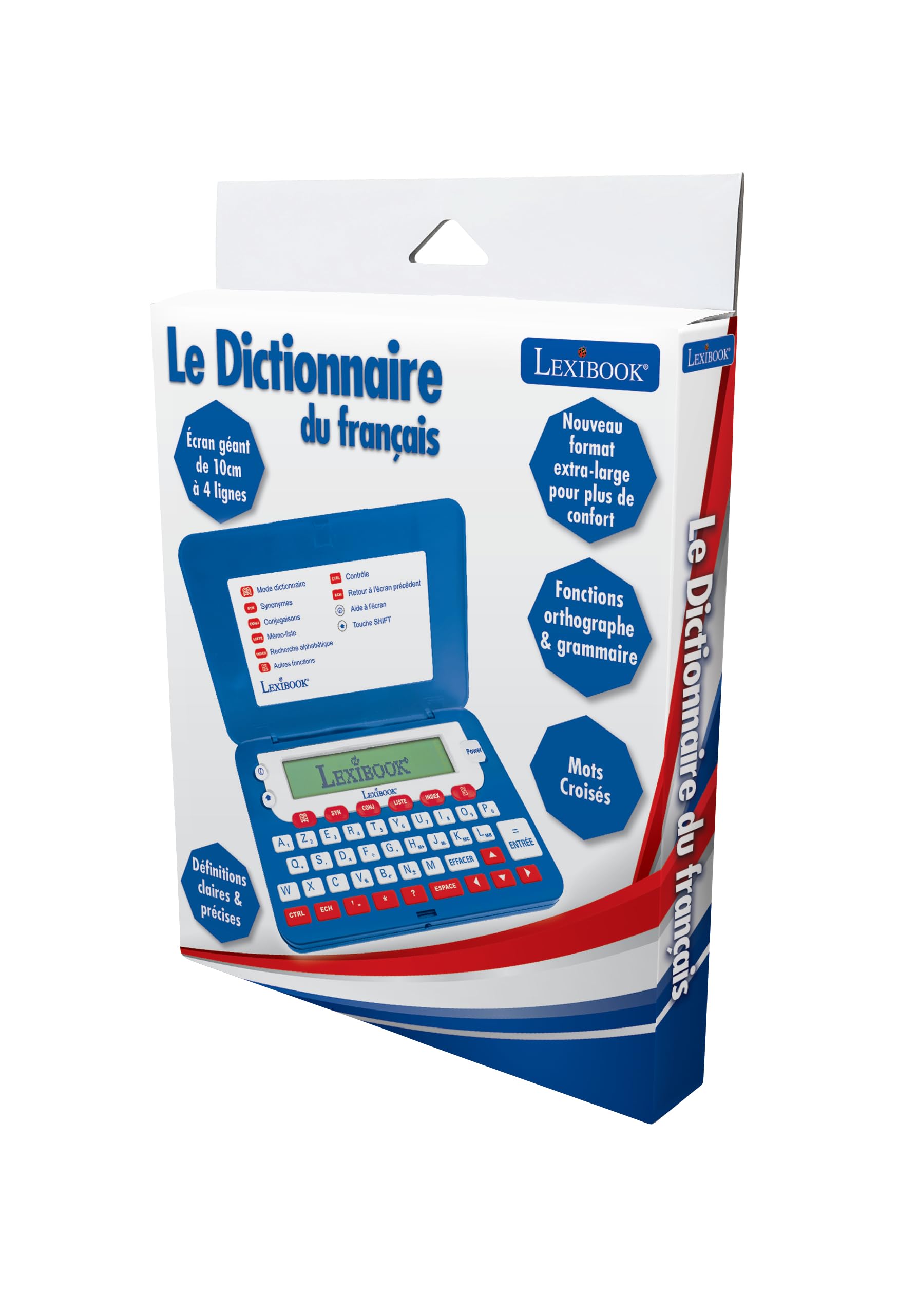Lexibook, Diccionario de francés, Diccionario electrónico de Bolsillo, Definiciones, Ortografía y Gramática, Rimas, Crucigrama, Pantalla de 10 cm a 4 Líneas, Funciones avanzadas, Azul, D660FRLXB