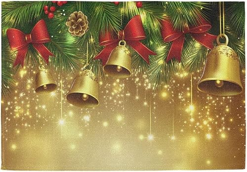 Miniatura 26 de Bolaz Juego de 4 manteles individuales abstractos con diseño de copo de nieve rojo de Navidad, lavables, para cocina, comedor, decoración de mesa