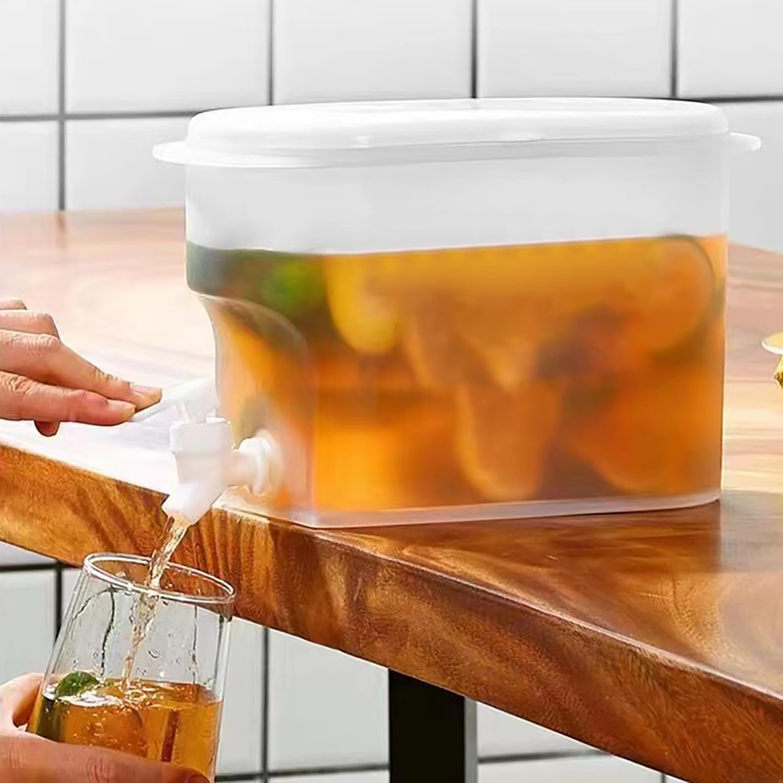 Distributeur de Boisson 3,5L avec Robinet, Grande Capacité, Plastique, pour Thé Glacé, Limonade