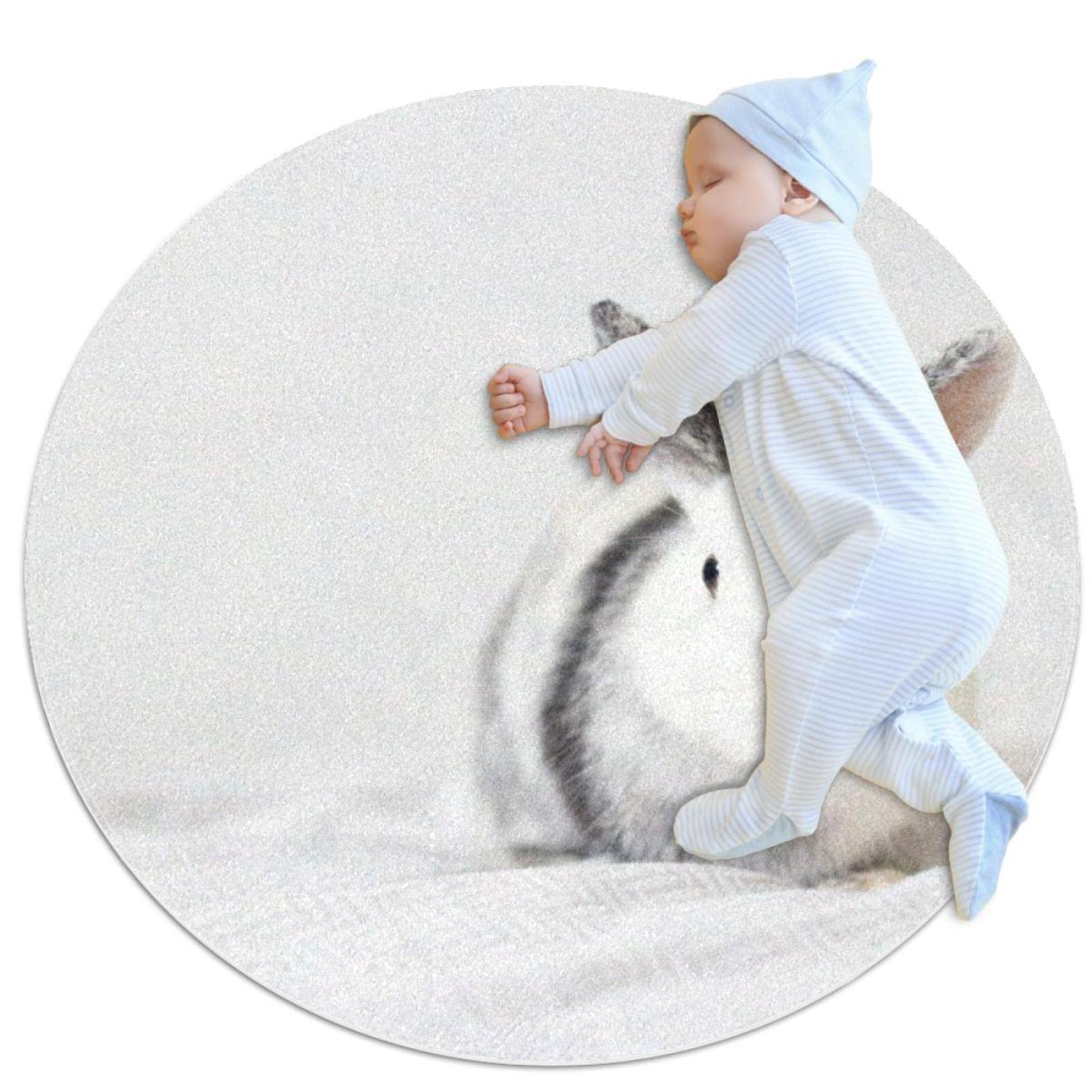 Tapis animal lapin tendre tapis rond JDEZ pour des moments doux