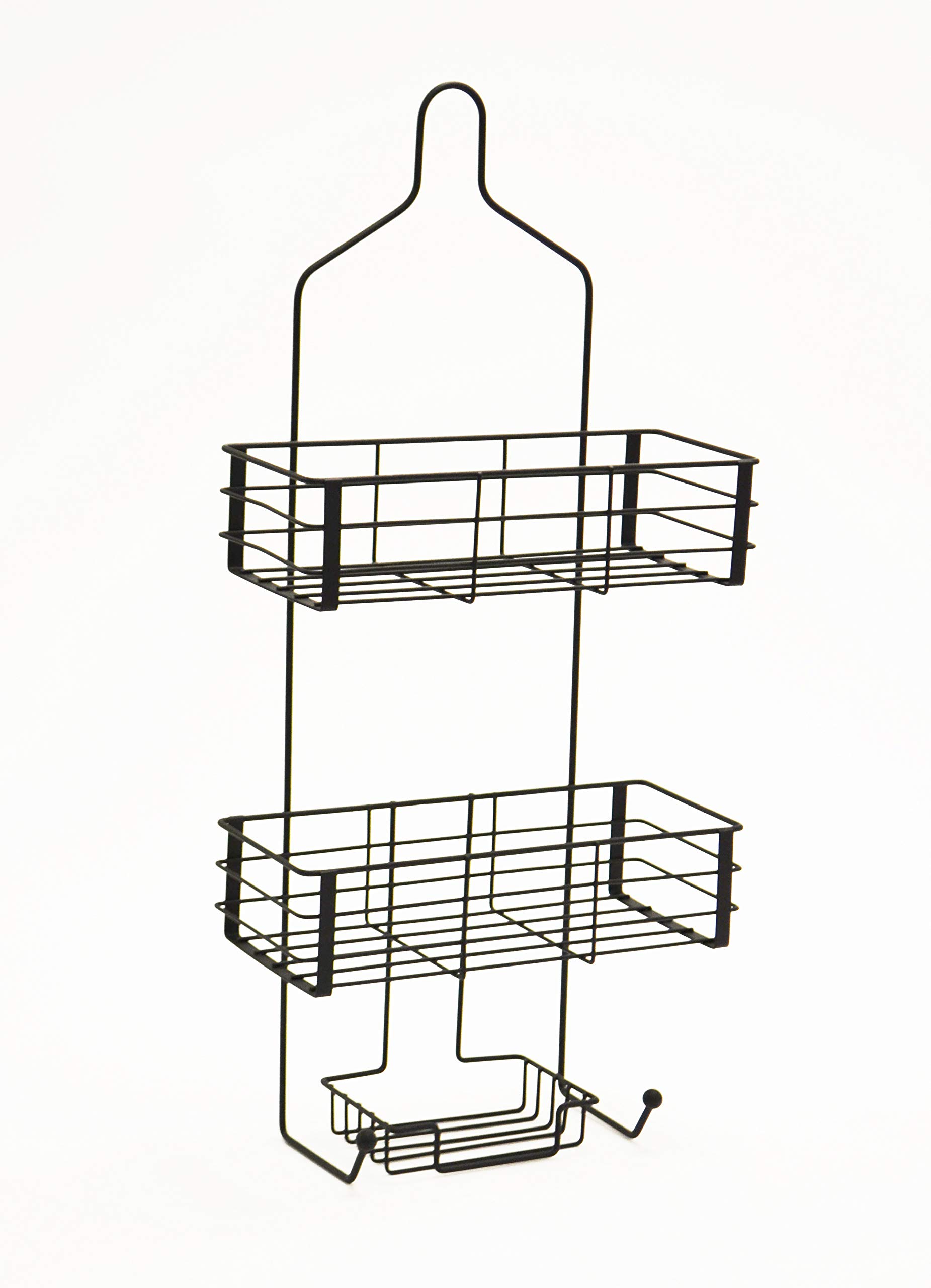AQ 2-Tier Metal Wire Hanging Shower Caddy w Hooks Soap Tray Organizer Rack Organizer for Shampoo Bath Items