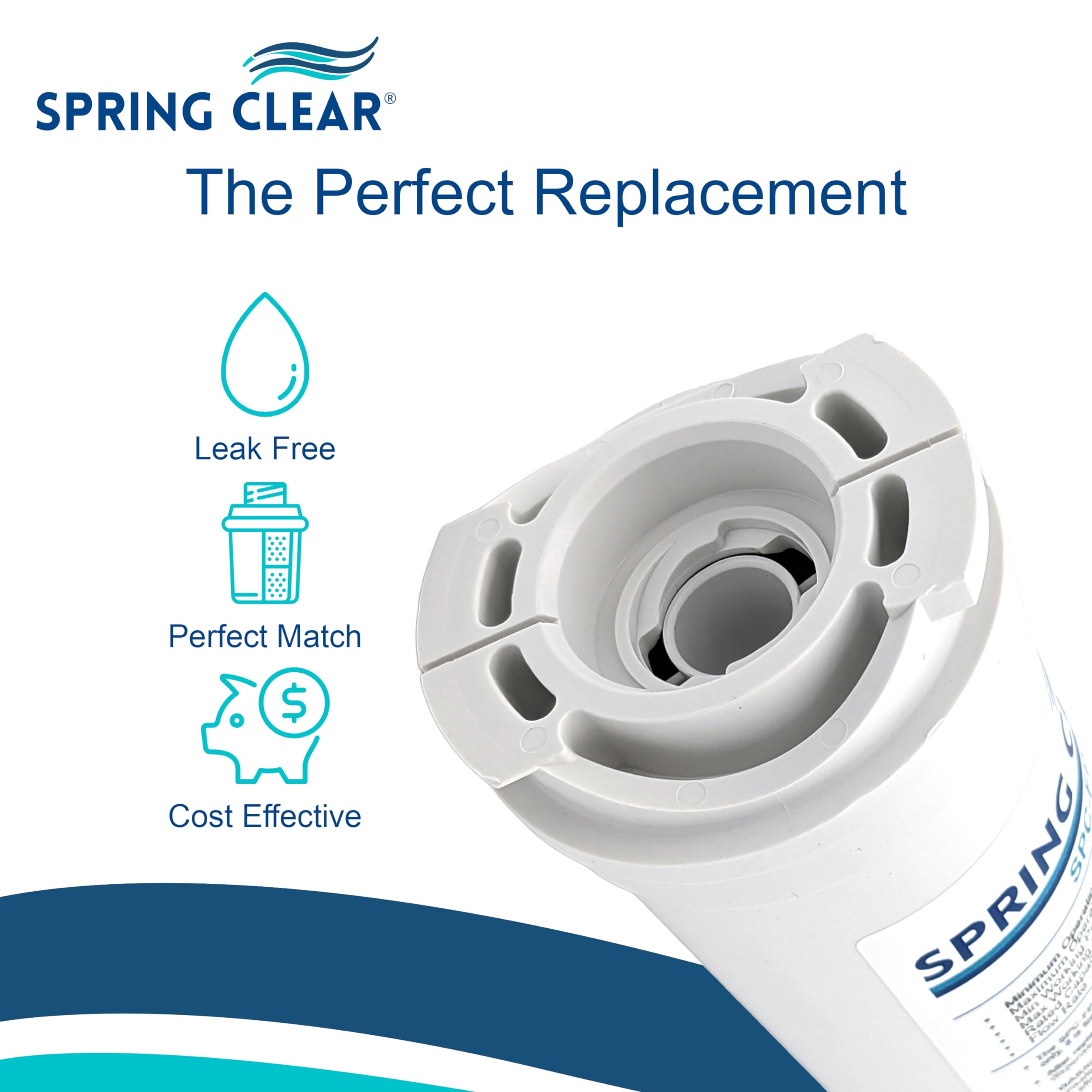 Spring Clear SPC-FP - Cartucho de filtro de agua para nevera compatible con Fisher & Paykel 836848, Whirlpool, Smeg, Beko, Brita y más, reduce el olor y el sabor del cloro (paquete de 4)