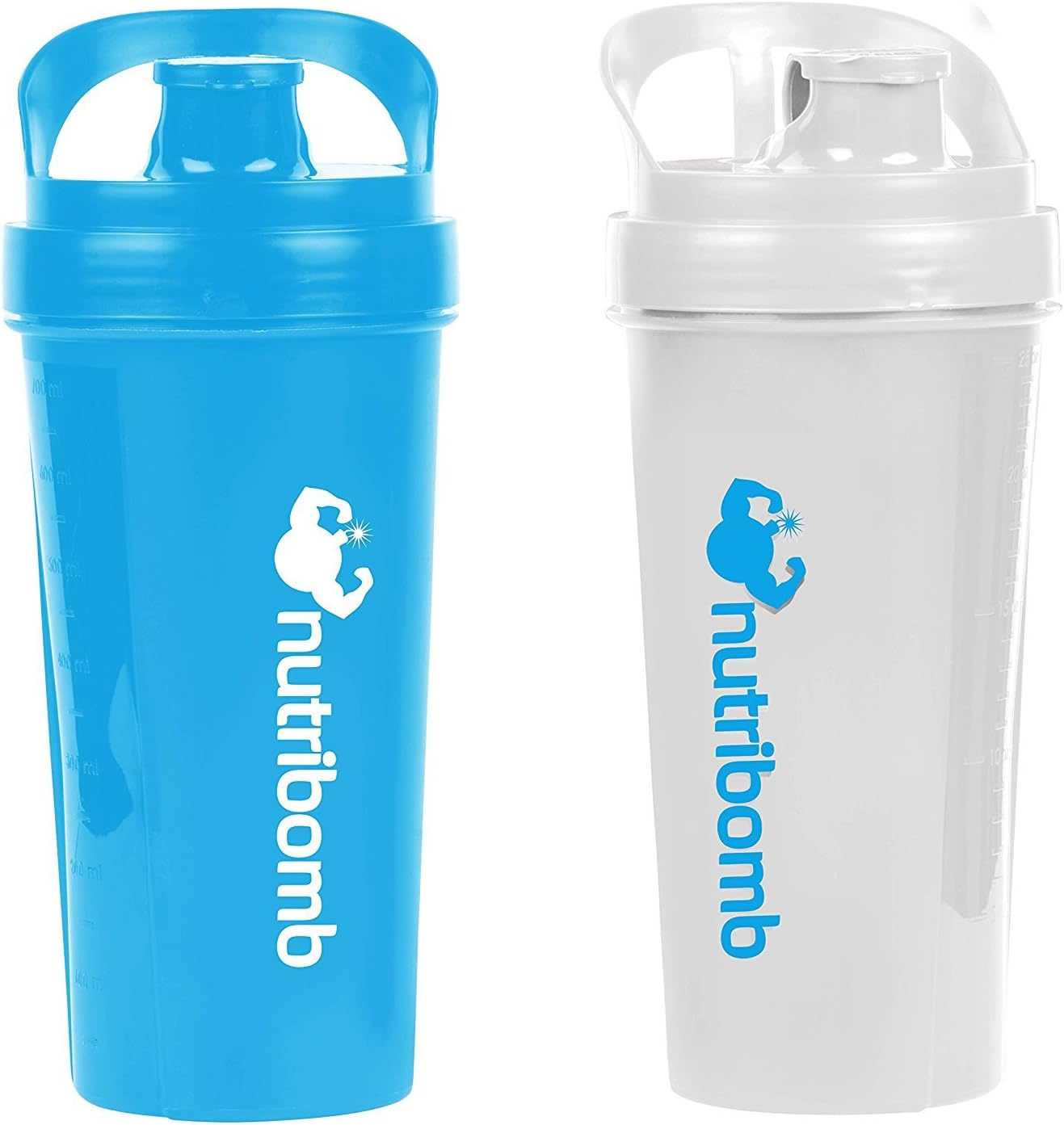 Nutribomb Thunderball Protein Shaker Bottle Supplement Shaker Cup Workout Shaker Meal Replacement Shaker (Blue and White combo)