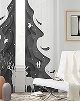 Vista 14 de Cortinas traslúcidas de hojas de flores de 45 pulgadas de largo, juego de 2 paneles de cortinas para cocina, dormitorio, sala de estar, puerta