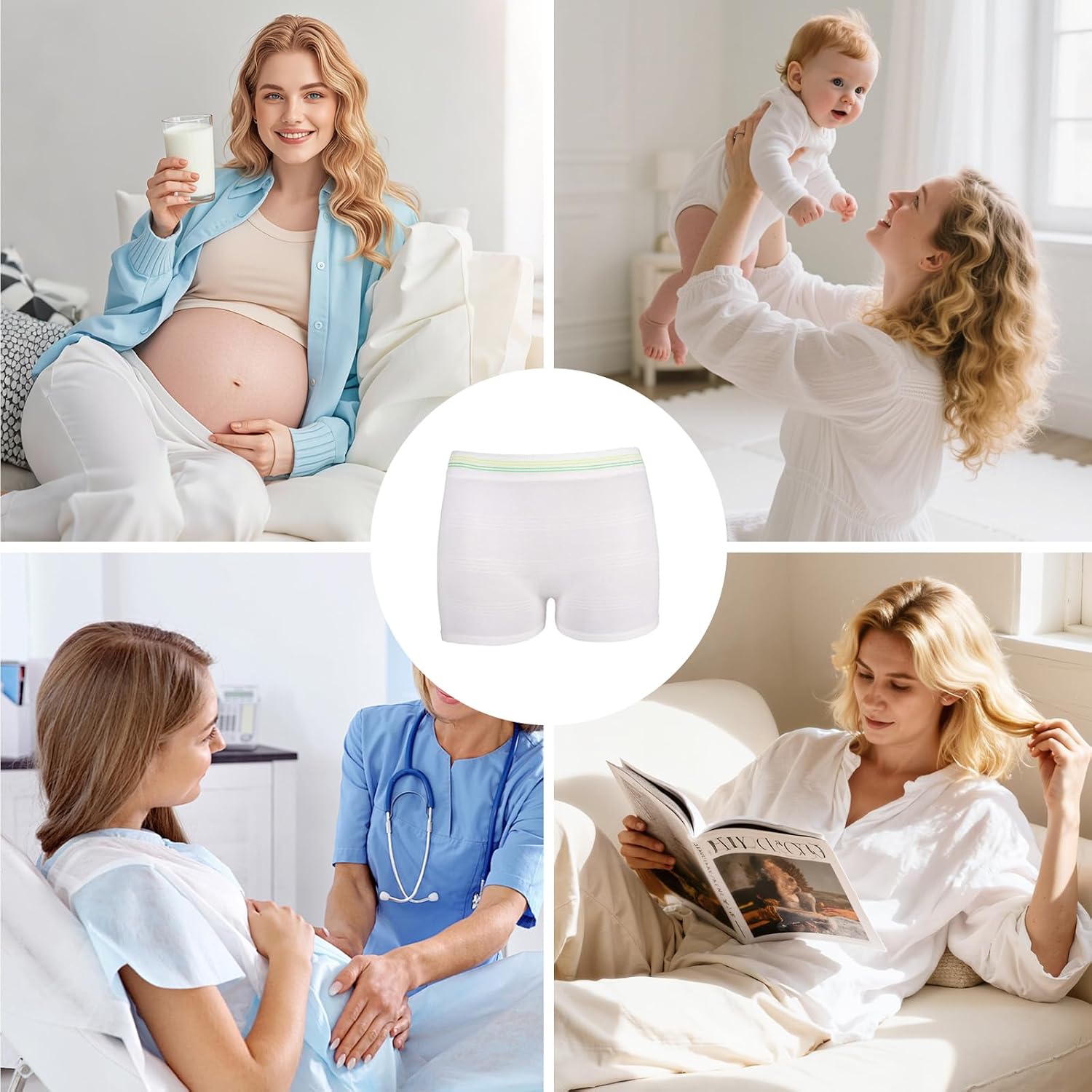 10-Pack High Waist Seamless Postpartum Panties, Washable Disposable for Women, C-Section Recovery & Incontinence