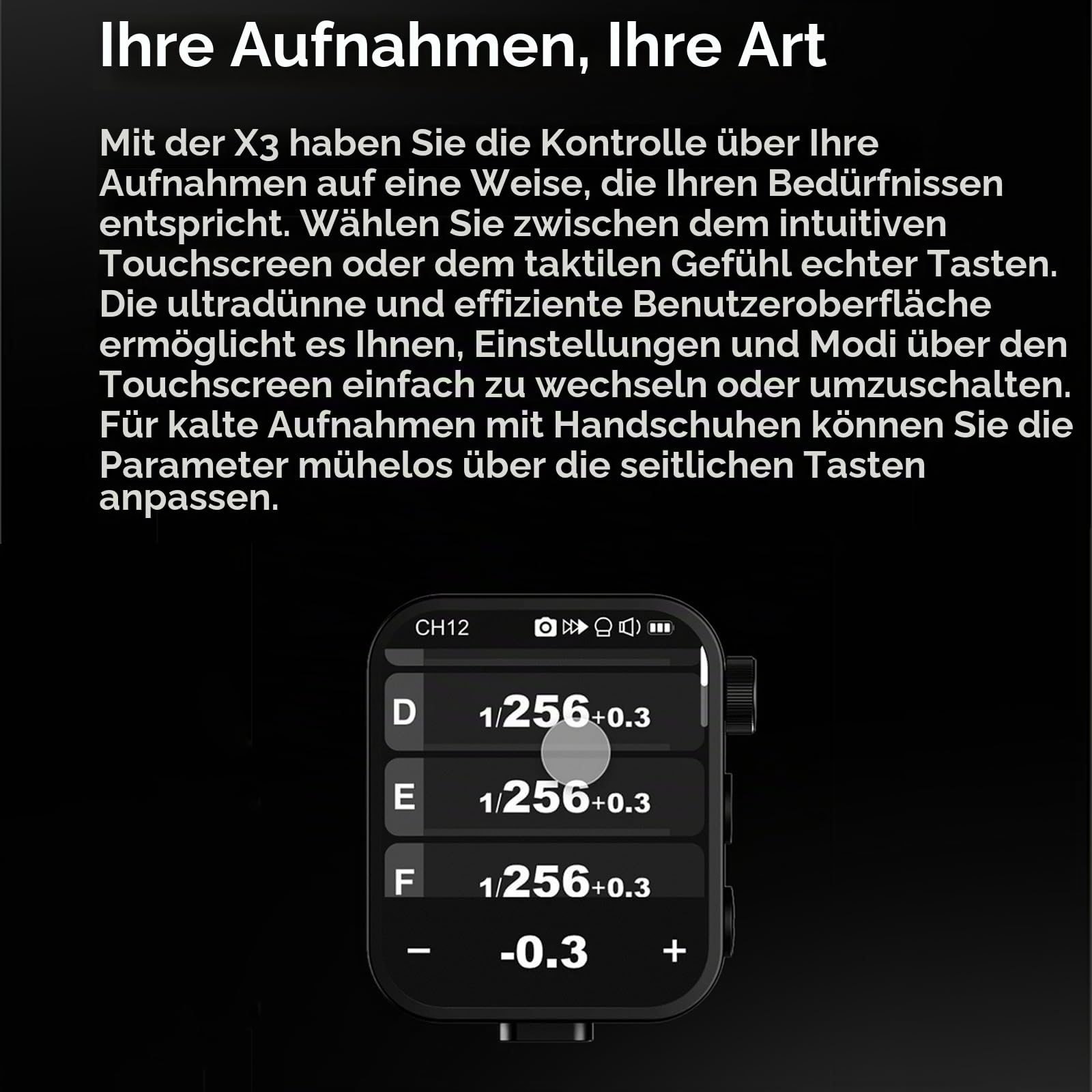 Godox X3F X3 F X3-F TTL kabelloser Blitzauslöser, Touchscreen-Blitzsender für Fuji-Kameras, integrierter Akku (GODOX X2T / Xpro / XProII Upgrade-Version)