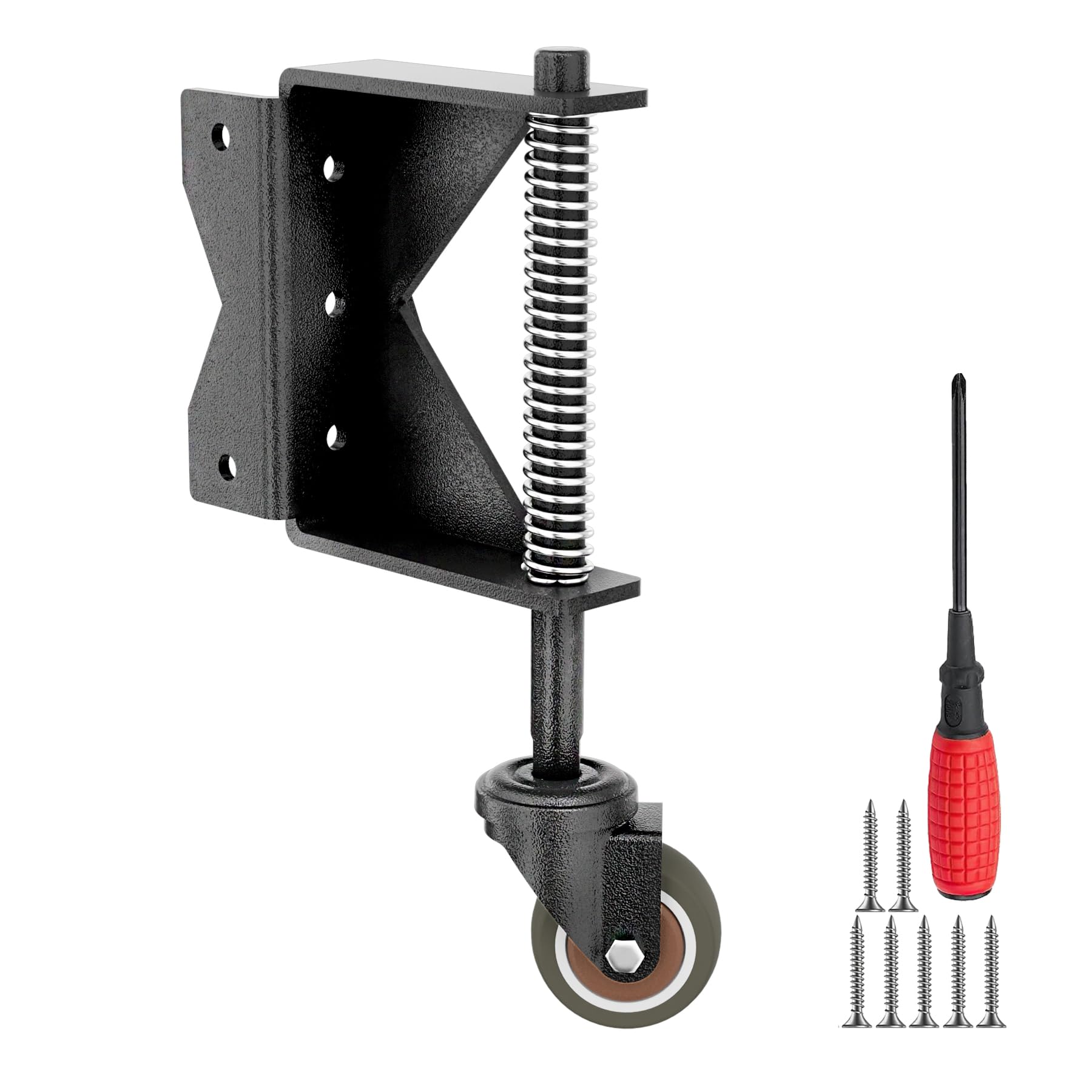 Lygoeeg 5 cm Torrad, schwerlastgeeignet, federbelastete Vollgummi-Rolle für Holz-/Landtor, Tragfähigkeit 40 kg, mit Schrauben und Schraubendreher, Schwarz, (1er-Pack/Rechts)