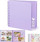 DazSpirit Album de photos de scrapbook, 8-inch Livre photo personnalisé, DIY Album mémoire avec 5 Stickers Album, Scrapbook carré pour mariage, Bébés et anniversaires, Rose, 30 Feuilles