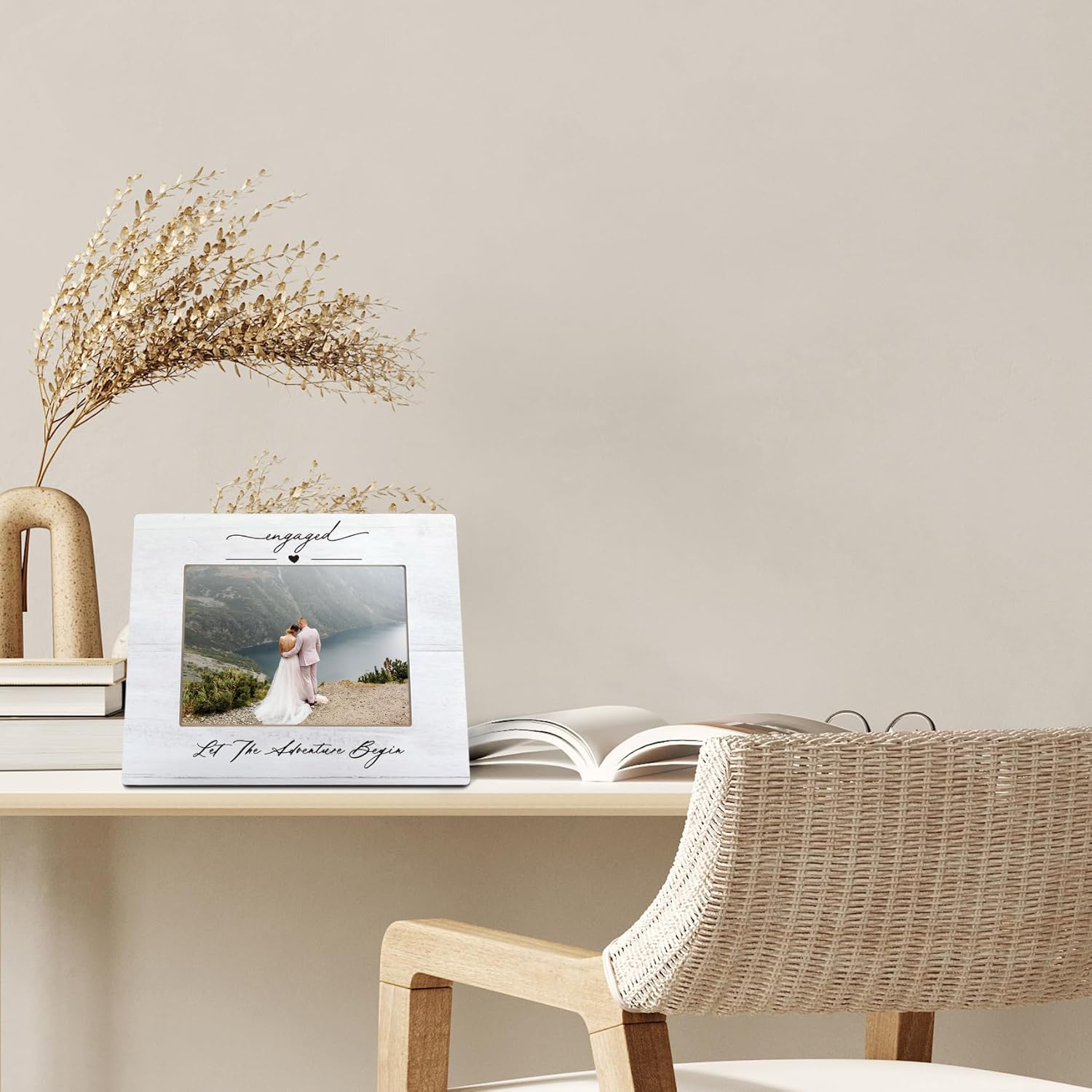 Engagement Wedding Engaged Picture Frame 8x10, Engagement Gifts for Couples, Wedding Picture Frame, Engaged Photo Frames, Gifts for Newly Couples, Let the Adventure Begin Couple Photo Frame 5x7 - Image 2