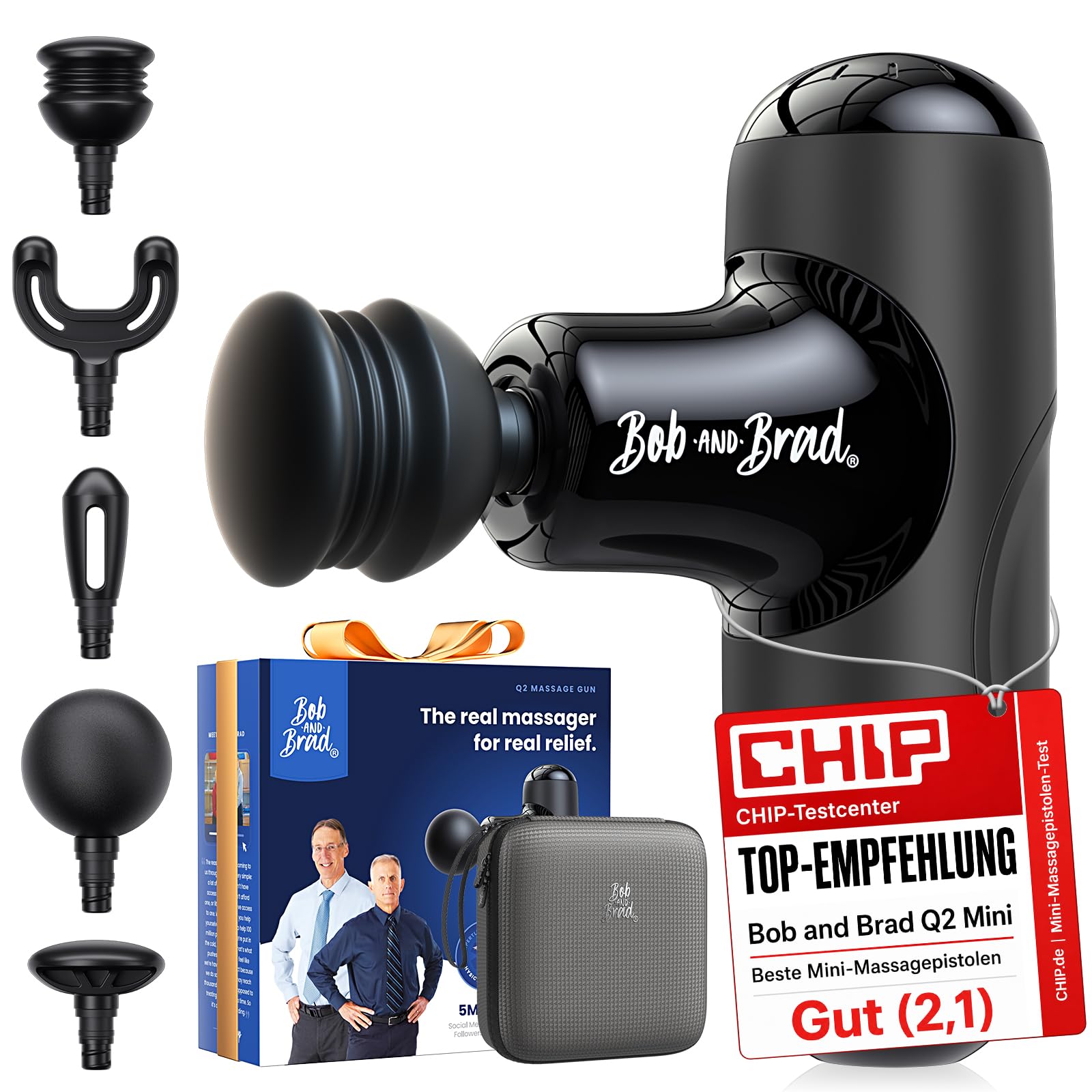 Bob and Brad Q2 Mini-Massagepistole, Taschenformatiges Tiefengewebe-Percussion-Massagegerät