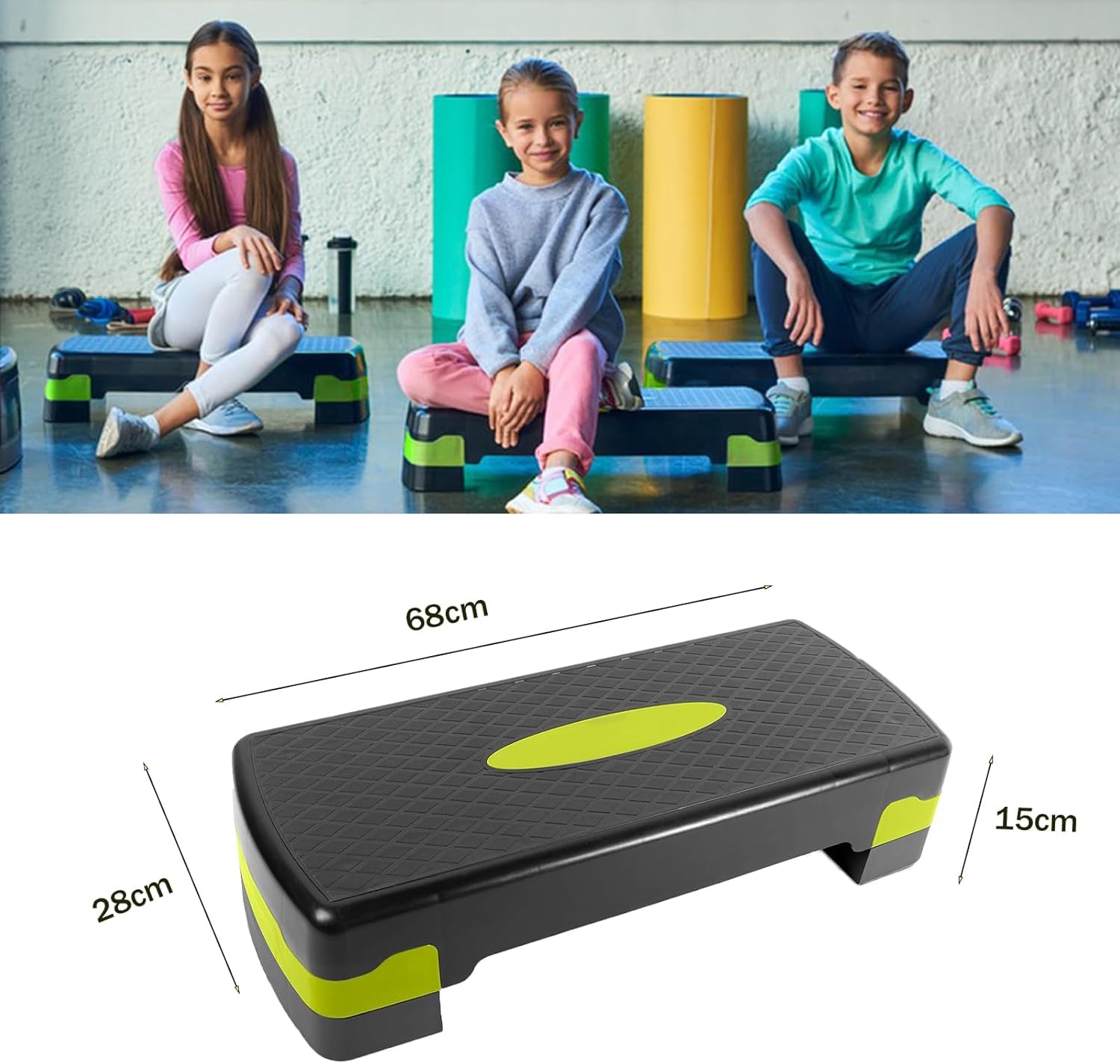 Stepper Fitness Casa, Step Fitness con Altezza Regolabile 10-15 cm, con Strato Antiscivolo, Aerobica & Esercizio per Allenamento a Palestra, 67x27 cm