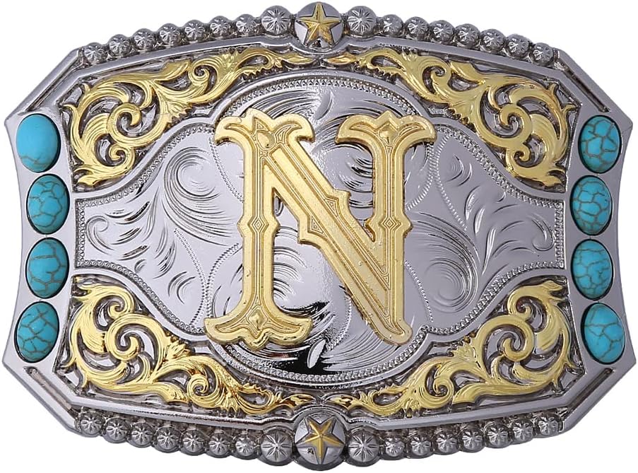 Hebilla De Cinturón Letra 3D Vaquero | Iniciales A-Z (menos H Y V) | Tamaño Grande Unisex | Estilo Western