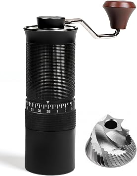 Manual Coffee Grinder with Stainless Steel Burr- 1.12oz Handheld Mill for Espresso, Drip, French Press,with 35 Adjustable Settings & Quiet Black