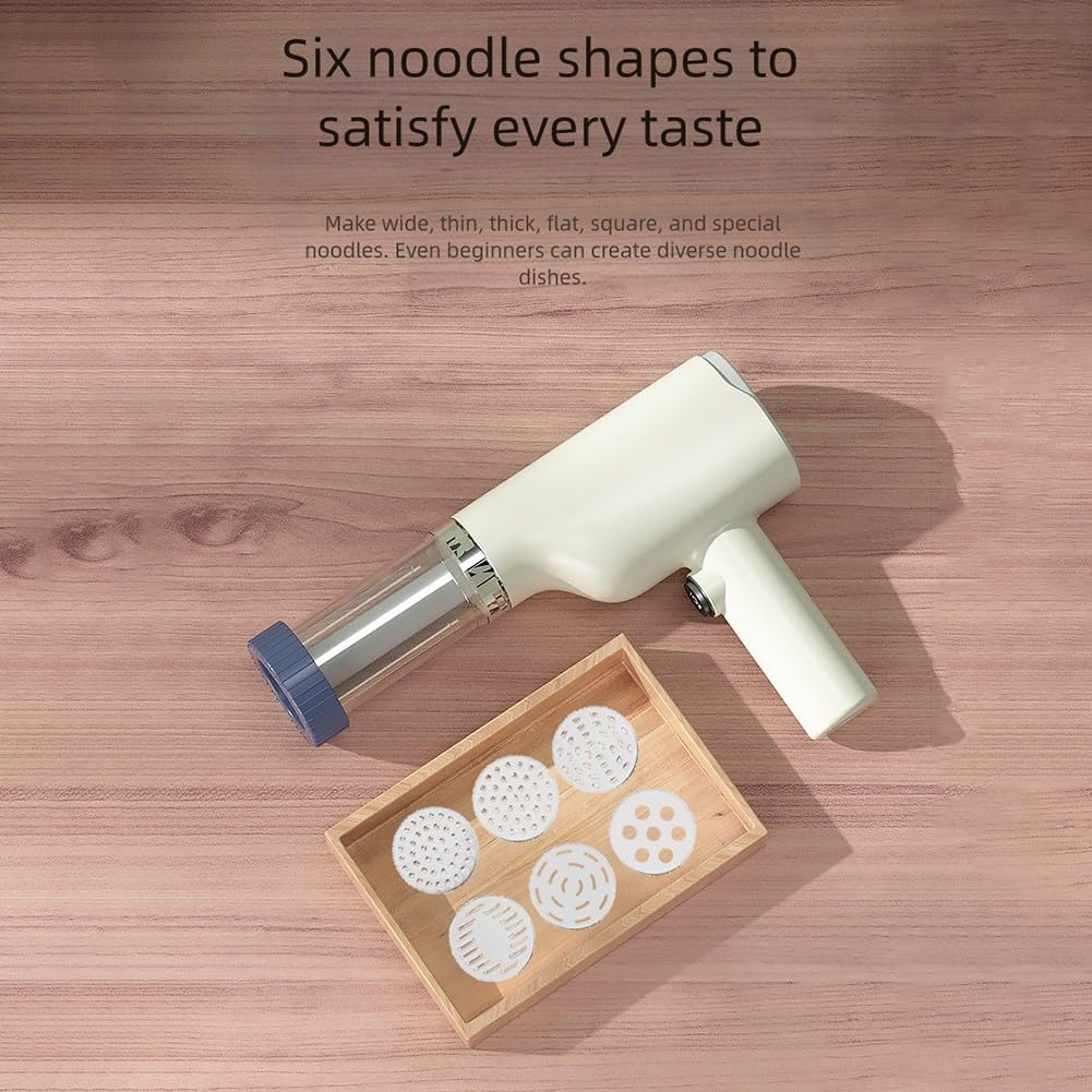 Machine à nouilles de cuisine, machine à pâtes automatique de petite taille pour un usage domestique avec chargement USB, design compact à main pour nouilles fraîches