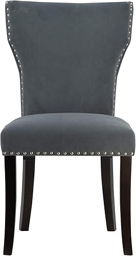 Miniatura 10 de A&B Home Furniture - Silla de comedor, elegante y moderna silla de terciopelo con soporte trasero y ribete de cabeza de clavos para comedor, cocina,