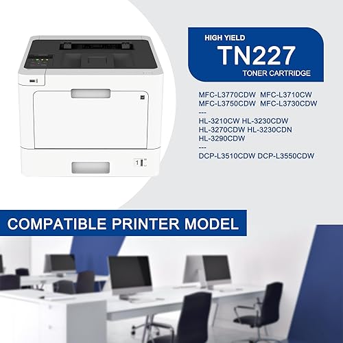 Miniatura 2 de Paquete de 4 cartuchos de tóner TN227 BKCMY compatibles con TN227 de alto rendimiento para impresora Brother MFC-L3770CDW L3710CW L3750CDW HL-3210CW