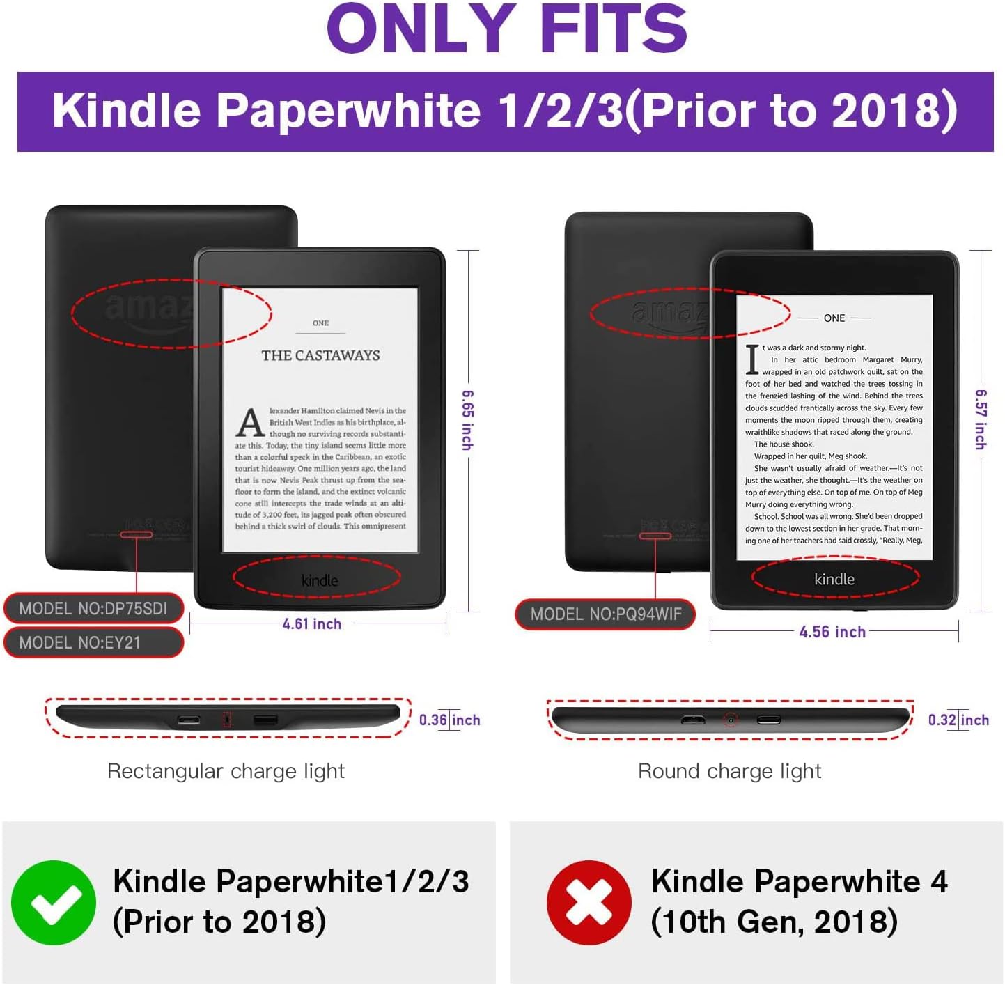 Kindle Paperwhite Case Cover SmartShell Holding Case for Kindle Paperwhite Fits All Paperwhite Generations Prior to 2018 (Not Fit All Paperwhite 10th Gen) Dark Blue