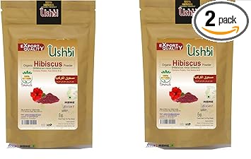 USHBI Hibiscus Powder For All Types of Hair Pack | Face Pack (50g X 2 Pack)