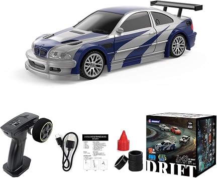 2.4GHz 1/43 4WD Remote Control Drift Car Remote Control Car Fully Proportional Remote Control Racing Car with Simulated Lighting, Forward, Backward, Left Turn, Right Turn