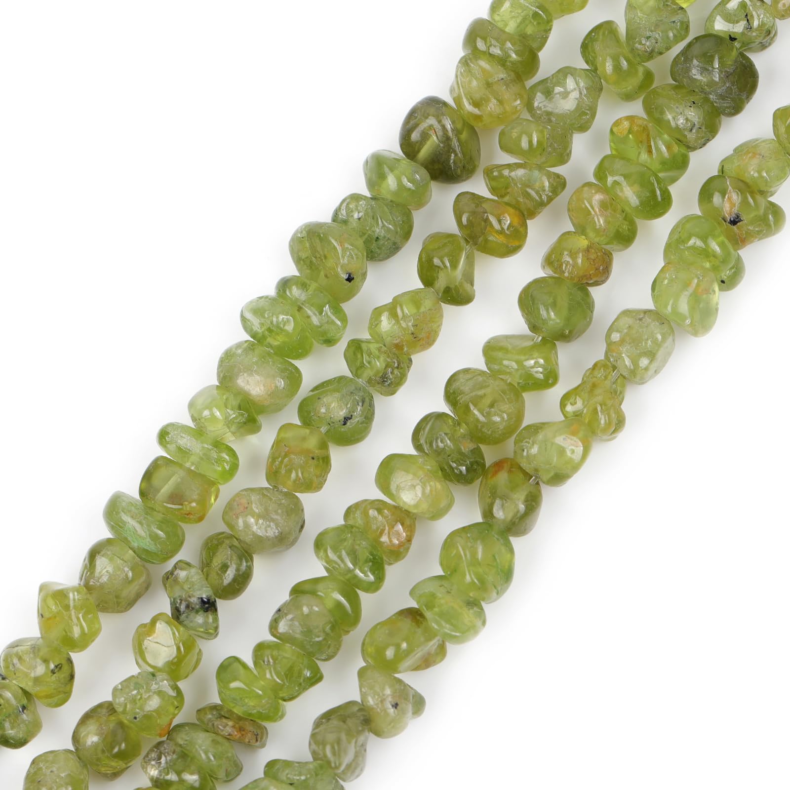 GEM-Inside 6X8mm Freeform Gemstone Green Peridot Beads Strand 15 Inch Jewellery Making Beads