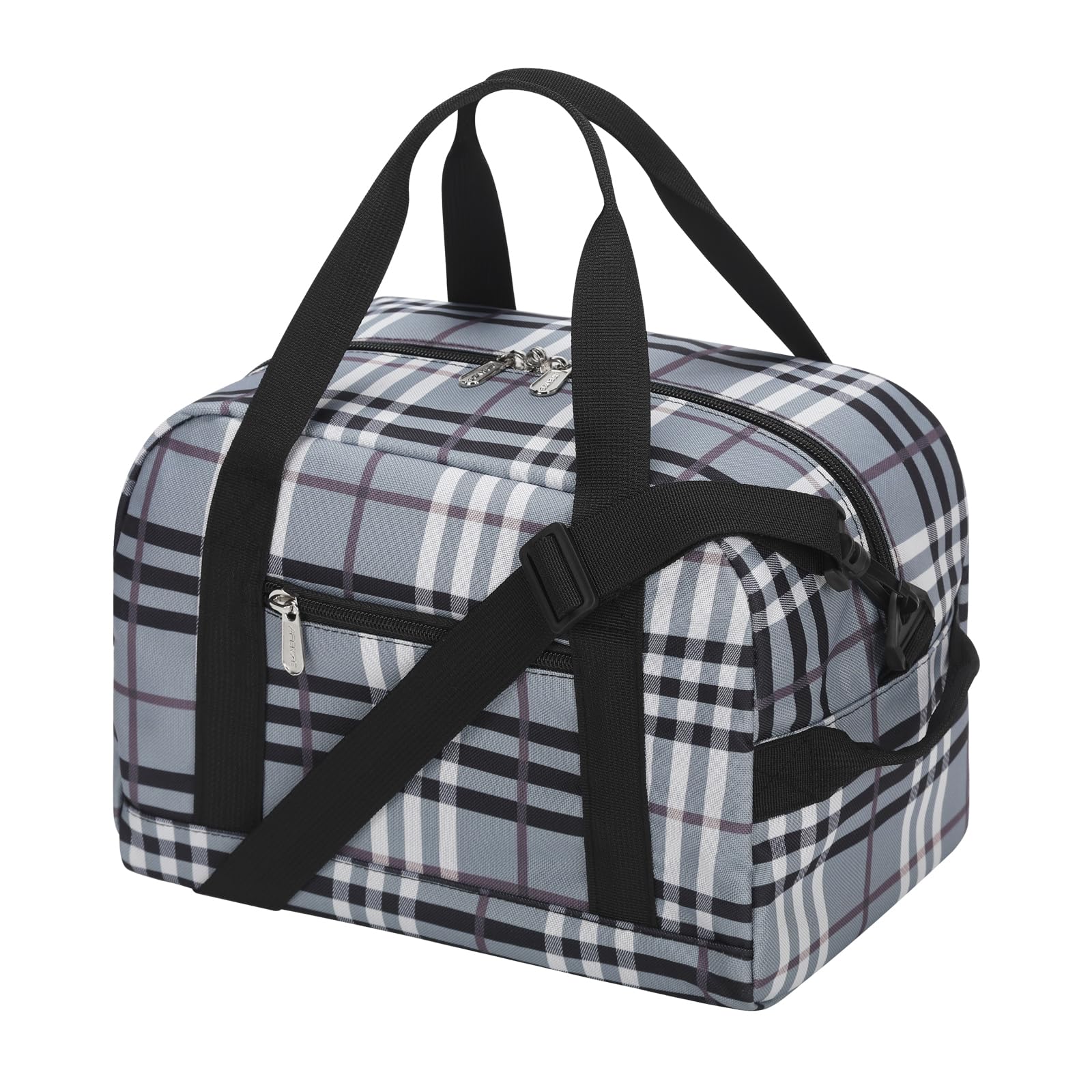 Small Gym Bag Carry On Bag - 12 inch Mini Duffle Bag Lightweight for Overnight Travel 30x20x20cm-Gray Grid