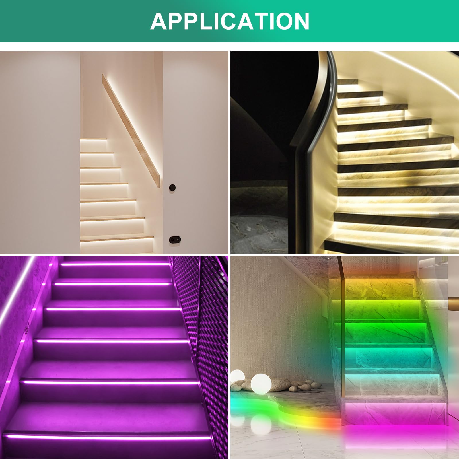 Sensore di movimento a LED per scale, 32 canali, sensore di movimento PIR dinamico per scale, luce di flusso automatico per scale, illuminazione per scale e gradini, illuminazione interna sotto le