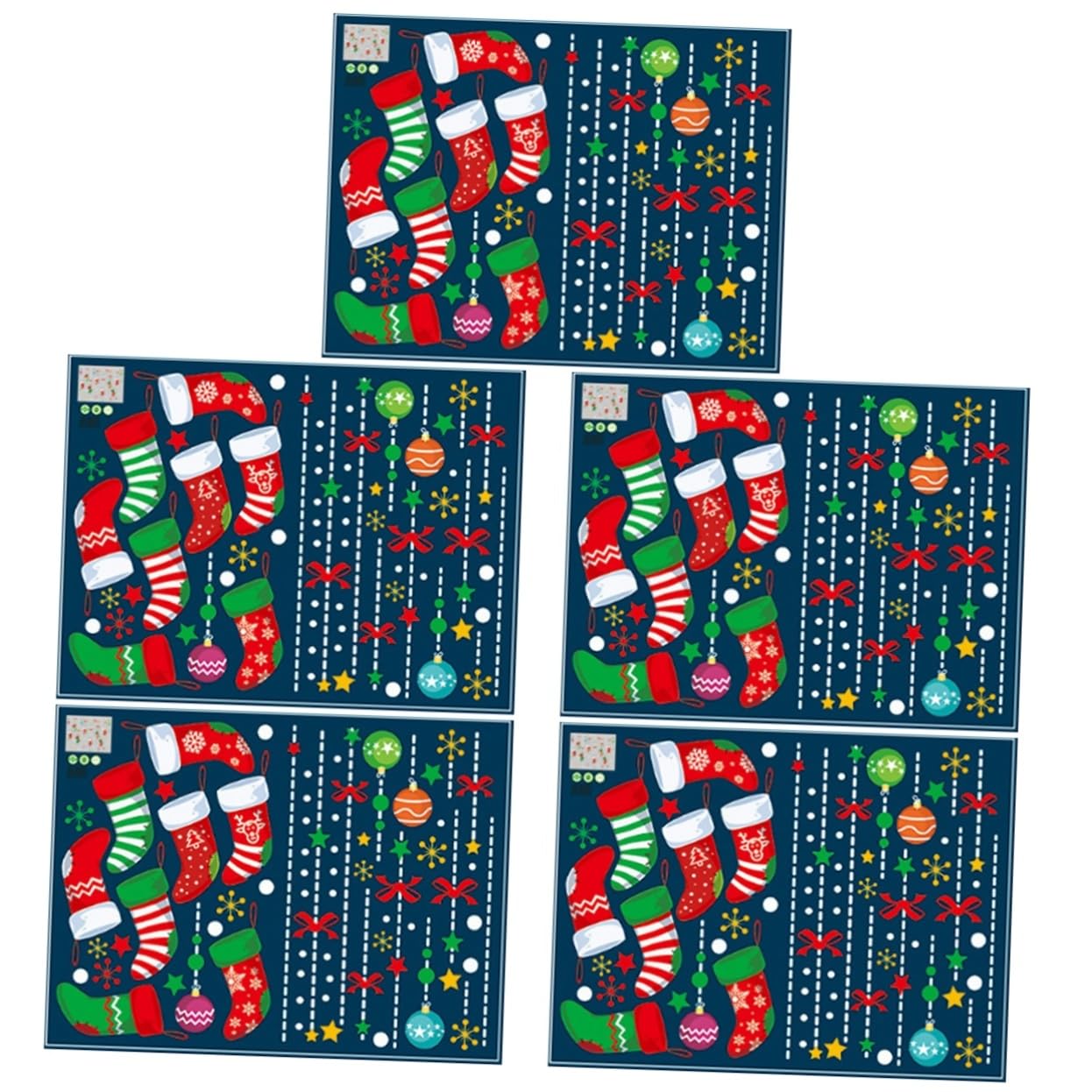 ABOOFAN 5st Weihnachtsaufkleber Weihnachtsfenster Fensteraufkleber Weihnachtssocke Weihnachtsdekorationen Winter-aufkleber Schneeflocken Fenster Haftet Christbaumschmuck Wandaufkleber Pvc