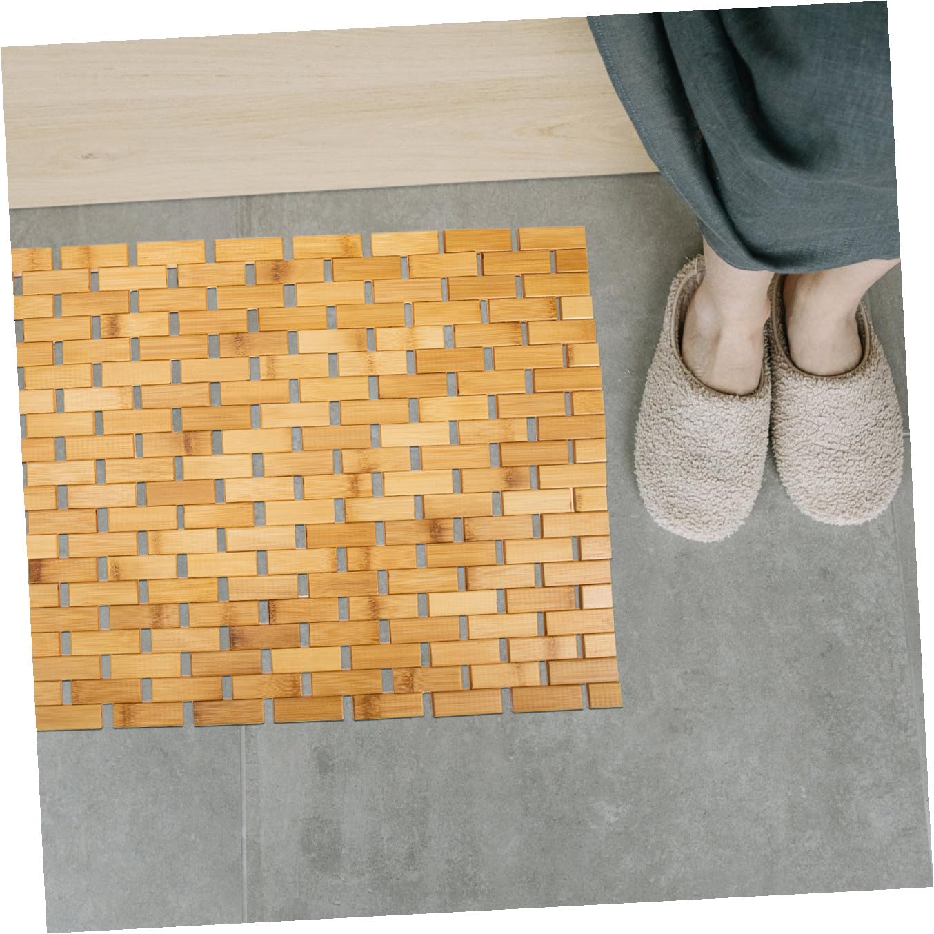 Cabilock Alfombra De Baño De Bambú Felpudos De Madera Alfombrilla De Ducha Alfombrillas De Baño para Inodoro Alfombra De Baño Lavable Alfombra De Ducha contra Puerta Absorber Agua Plantilla