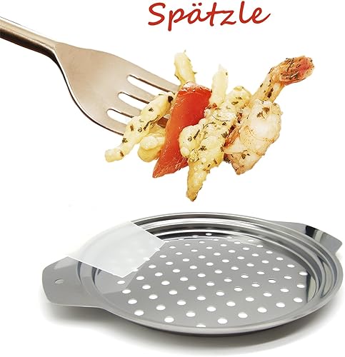 Miniatura 3 de Hicook Tapa para hacer Spaetzle de acero inoxidable con raspador tradicional alemán para hacer fideos para huevos