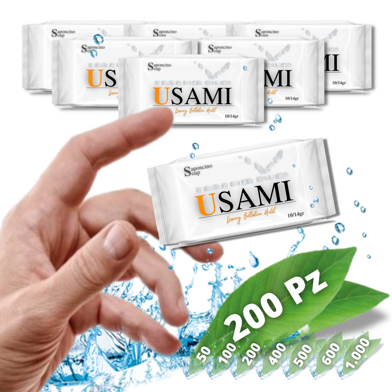 LogicaShop USAMI Saponette Monouso Hotel, B&b, Alberghi, Kit Cortesia Bagno 14gr (200)