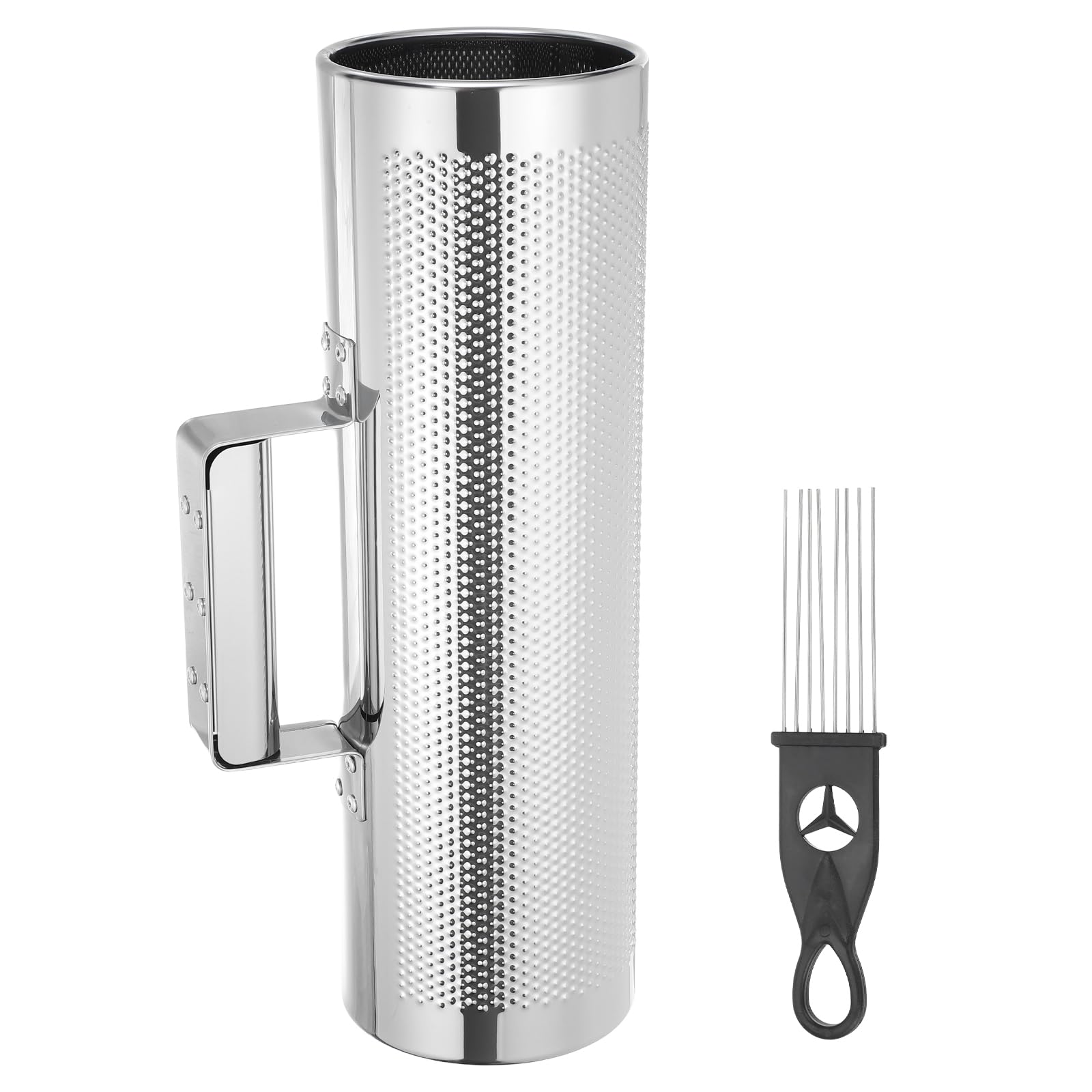 QUARKZMAN Instrument De Percussion Latin Guiro En Acier Inoxydable | 4" x 12" Avec Grattoir Outil D'Entraînement Musical Guiro Métallique Pour Groupe Performance Marteau De Sable