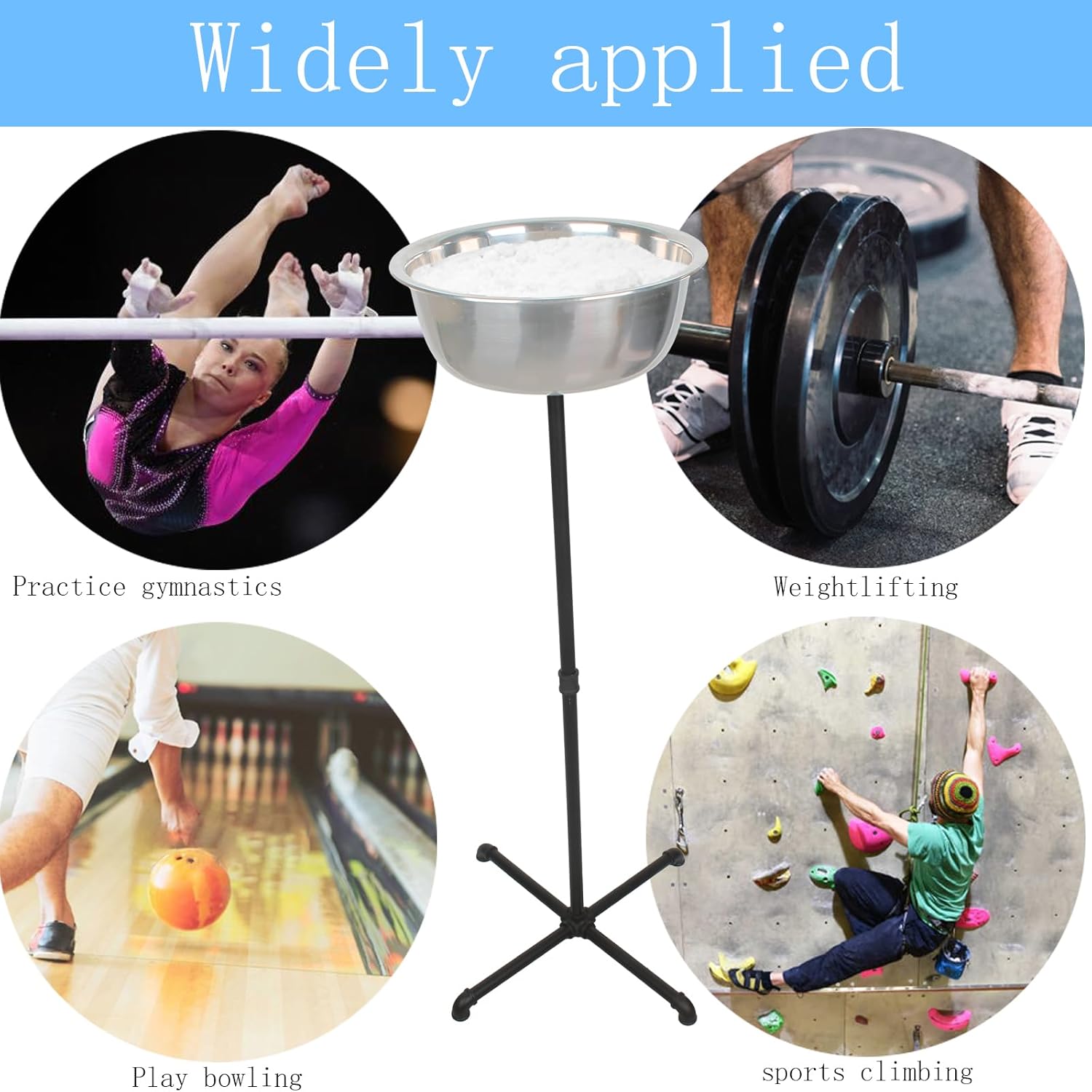 Portable Gym Chalk Stand,Freestanding Holder Gym Chalk Bowl,Stainless Steel Chalk Bowl,Gym Chalk Holder,Suitable for All Kinds of Sports Venues
