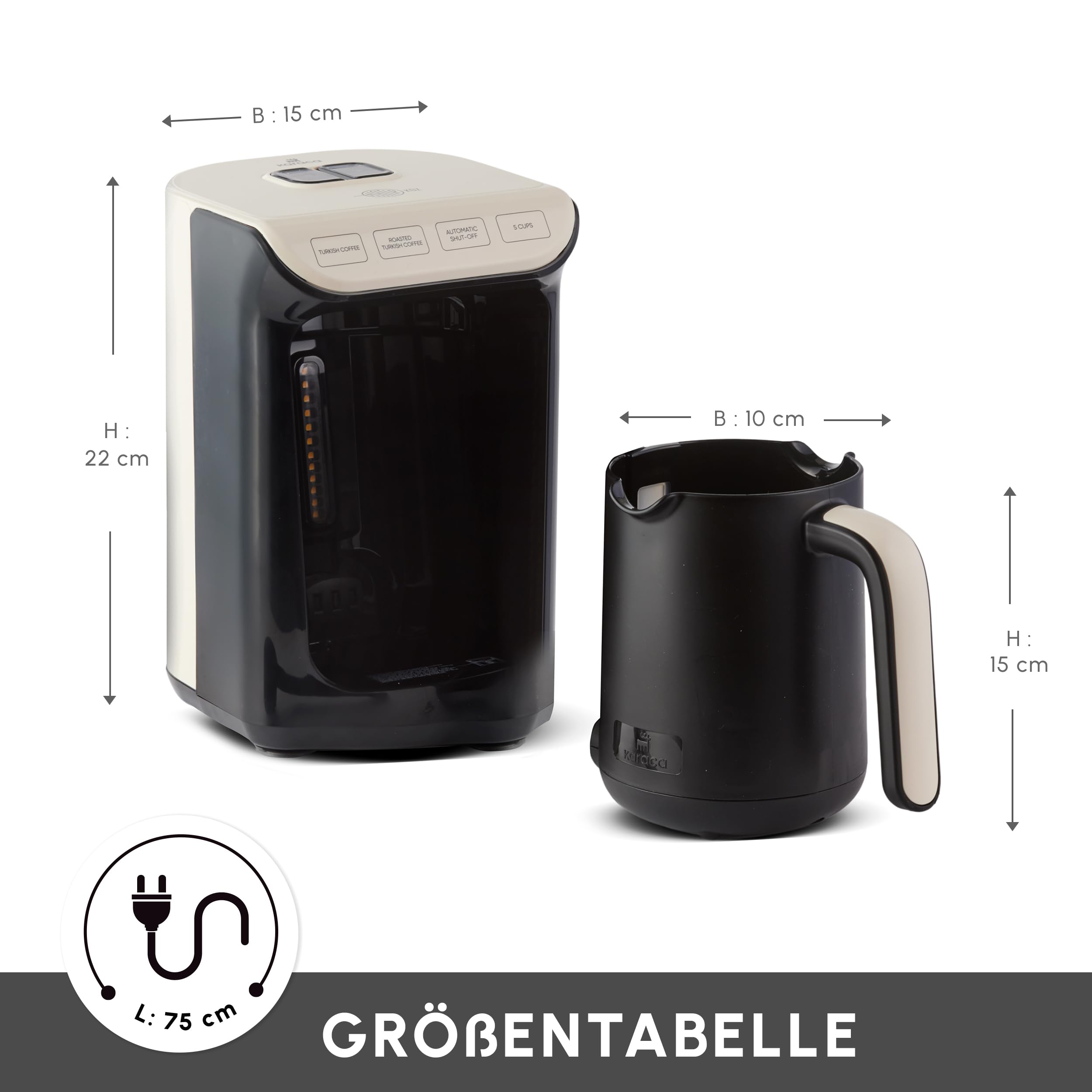 KARACA Hatır Roast Türkische Kaffeemaschine 5 Tassen 535W Creme